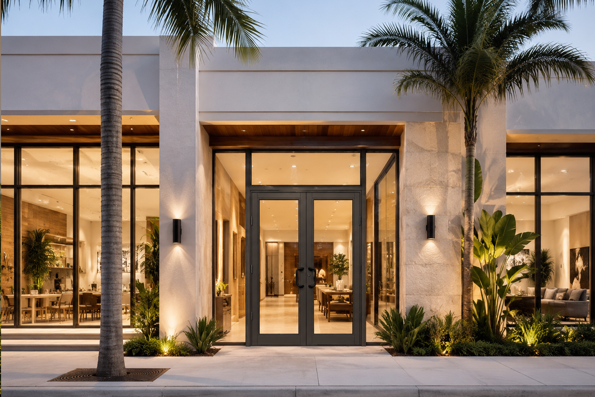 Commercial storefront with modern glass system