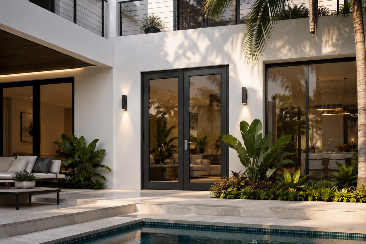 Modern Florida home with an impact-rated entry door