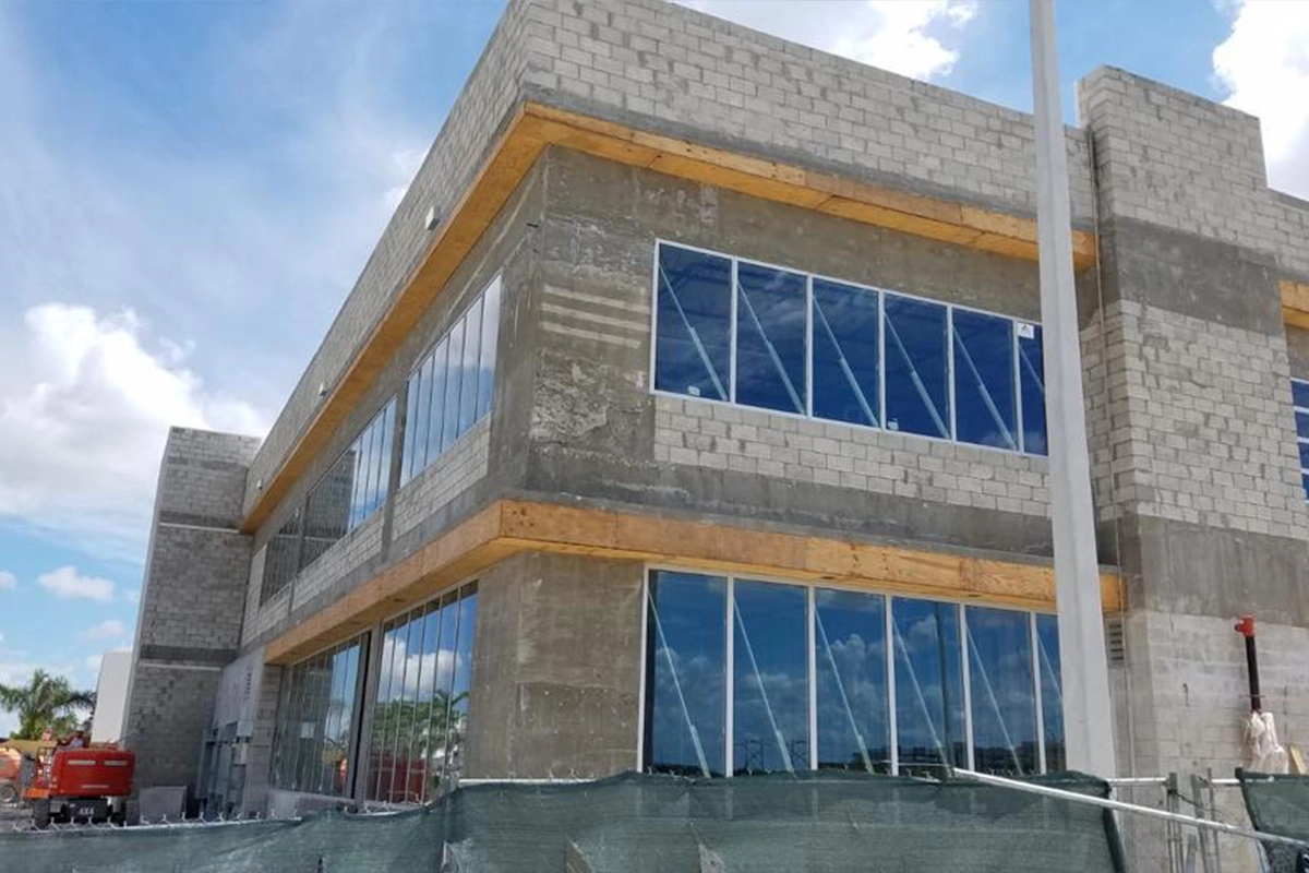 Commercial glass installation project in Florida