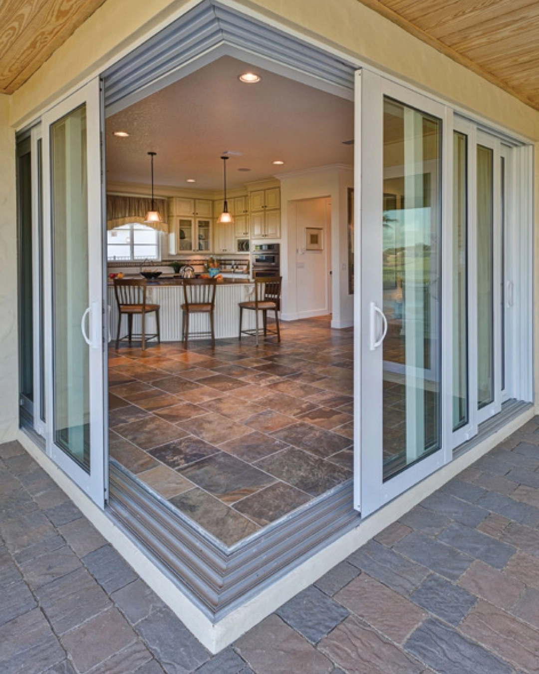 Premium impact door installation close up