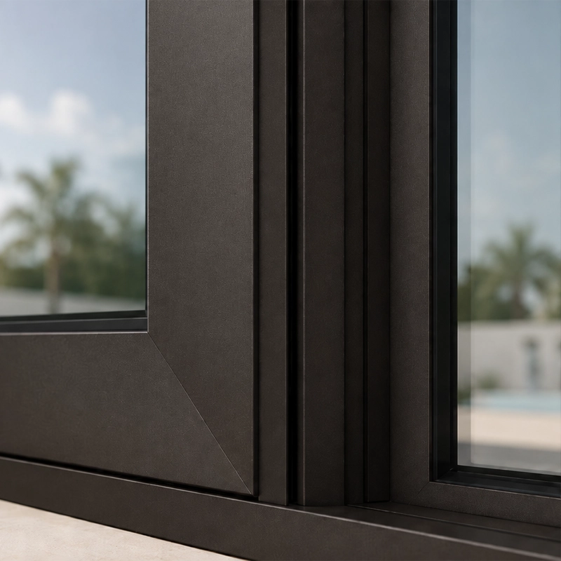 Bronze impact window and door frame example