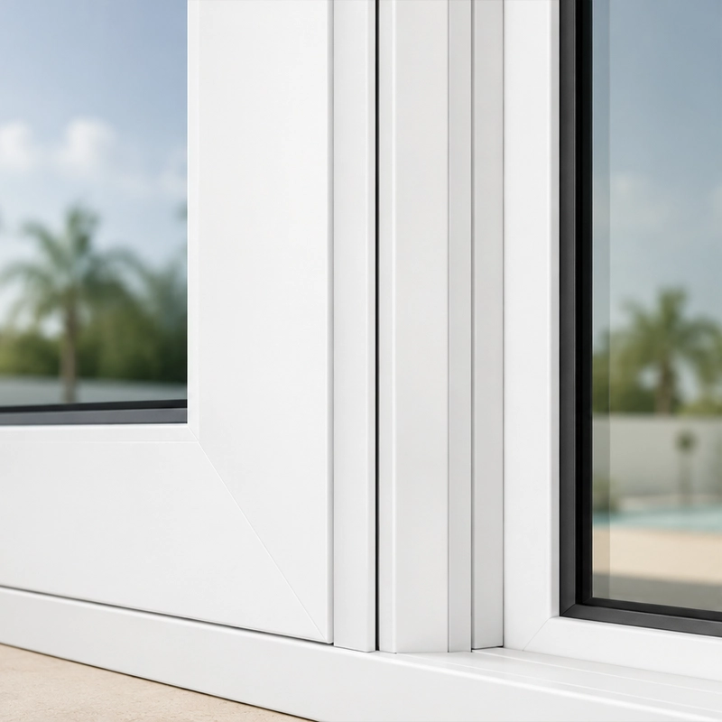 White impact window and door frame example